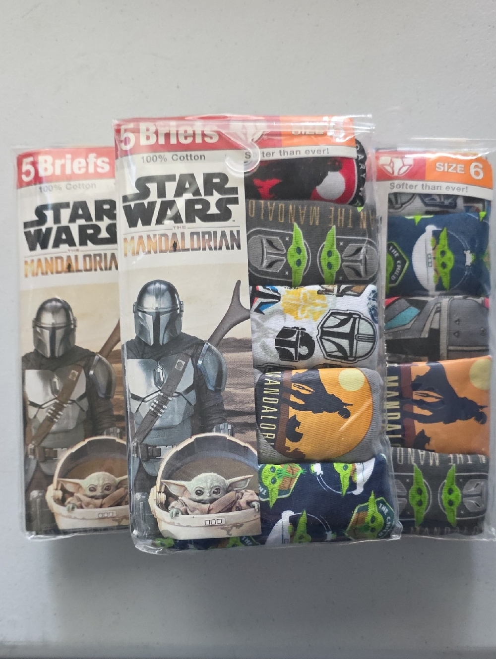 3 Packs Of 5.Star Wars Mandalorian Boys Briefs Pack - Green, Blue, Yellow, Black